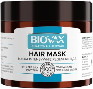 BIOVAX Keratin & Silk atjaunojoša maska matiem, 250 ml