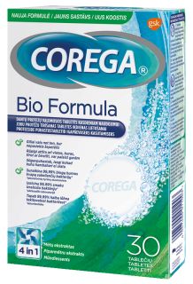 COREGA Bio Formula tabletes zobu protēžu tīrīšanai, 30 gab.