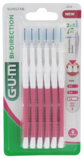 GUM BI-Direction 1,2 mm zobstarpu birstīte, 6 gab.