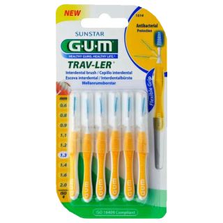 GUM Trav-Ler 1,3 mm zobstarpu birstīte, 6 gab.