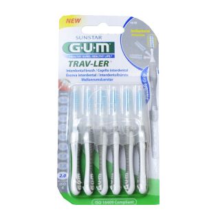 GUM Trav-Ler 2,0 mm zobstarpu birstīte, 6 gab.