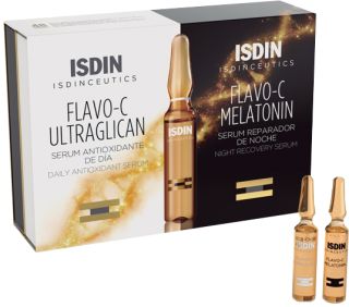 ISDIN Isdinceutics Flavo-C Melatonin + Ultraglican serums, 4 gab.