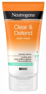 NEUTROGENA Clear&Defend 2in1 Wash-Mask attīrošs līdzeklis, 150 ml