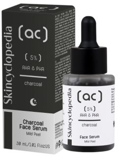 SKINCYCLOPEDIA Charcoal with 5% AHA + PHA Complex pīlinga serums, 30 ml