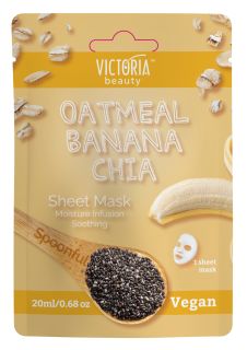 VICTORIA BEAUTY Spoonful Oatmeal, Banana, Chia auduma sejas maska, 1 gab.