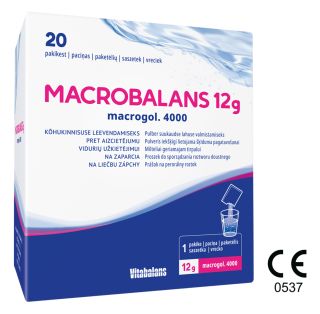 MACROBALANS 12 g pulveris iekšķīgi lietojama šķīduma pagatavošanai, 20 gab.