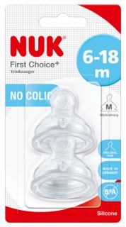 NUK First Choice+ M (6-18 m) Silikona knupis, 2 gab.