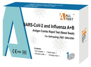 ALL TEST COVID-19 and influenza A+B Antigen Combo Rapid tests, 1 gab.