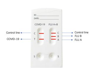 ALL TEST COVID-19 and influenza A+B Antigen Combo Rapid tests, 1 gab.