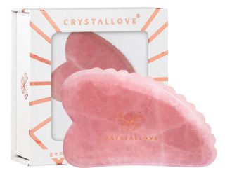 CRYSTALLOVE 3D Rose Quartz Gua Sha masāžas plāksne, 1 gab.