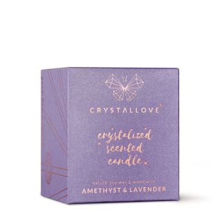 CRYSTALLOVE Amethyst & lavender soy aromātiskā svece, 1 gab.