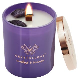 CRYSTALLOVE Amethyst & lavender soy aromātiskā svece, 1 gab.