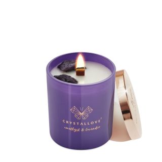 CRYSTALLOVE Amethyst & lavender soy aromātiskā svece, 1 gab.