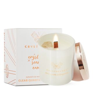 CRYSTALLOVE Clear Quartz & Bergamot Candle aromātiskā svece, 1 gab.