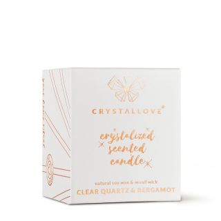 CRYSTALLOVE Clear Quartz & Bergamot Candle aromātiskā svece, 1 gab.