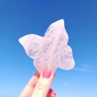 CRYSTALLOVE GuaSha Rose Quartz Butterfly masāžas plāksne, 1 gab.