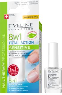 EVELINE Nail Therapy Sensitive 8in1 stiprinošs līdzeklis nagiem, 12 ml