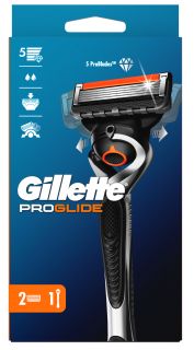 GILLETTE Fusion5 ProGlide 2 maiņas kasetnes + skuveklis, 1 gab.