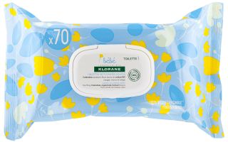 KLORANE Bebe Gentle Cleansing mitrās salvetes, 70 gab.