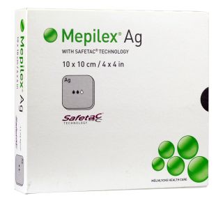 MEPILEX Ag 10x10 cm brūču pārsējs, 5 gab.