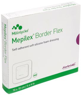 MEPILEX Border Flex 10 x 10 cm plāksteris, 5 gab.