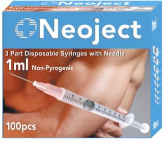 NEOJECT 1ml U100/27G insulīna šļirce, 100 gab.