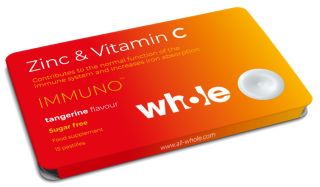 WHOLE Zinc & Vitamin C pastilas, 15 gab.