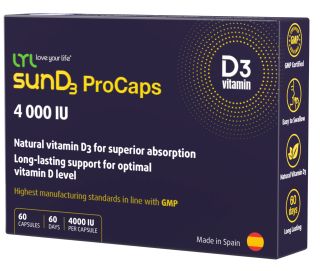 LYL sunD3 ProCaps 4000 S kapsulas, 60 gab.