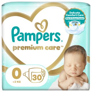 PAMPERS Premium Care 0 <3 kg autiņbiksītes, 30 gab.