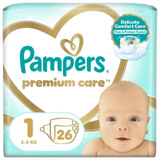 PAMPERS Premium Care 2-5 kg autiņbiksītes, 26 gab.