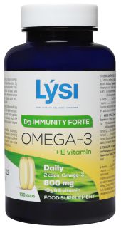 LYSI Omega-3 D3 Immunity forte + E kapsulas, 100 gab.