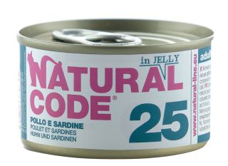 NATURAL CODE 25 Vista Un Sardīnes konservi kaķiem, 85 g