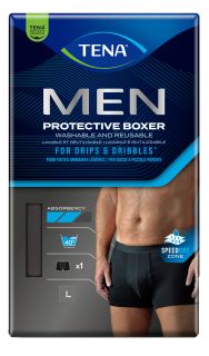 TENA Men Protective Boxer Black L mazgājami bokseršorti, 1 gab.