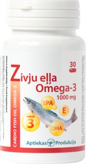 APTIEKAS PRODUKCIJA Sirds Zivju Eļļa 1000 mg kapsulas, 30 gab.