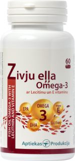 APTIEKAS PRODUKCIJA Zivju Eļļa Omega-3 Ar Lecitīnu Un E Vitamīnu kapsulas, 60 gab.