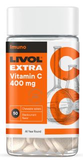 LIVOL Extra Vitamīns C 400 mg košļājamās tabletes, 50 gab.