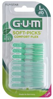 GUM Soft-Picks Comfort Flex, Large Mint zobstarpu birstīte, 40 gab.