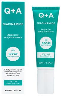 Q+A Niacinamide Balancing SPF50 saules aizsarglīdzeklis, 50 ml