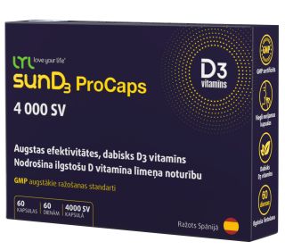 LYL sunD3 ProCaps 4000 SV kapsulas, 60 gab.