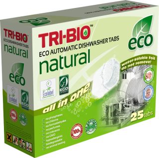 TRI-BIO Natural Eco tabletes trauku mazgājamai mašīnai, 25 gab.