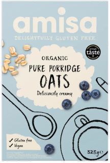 AMISA Organic Gluten Free Pure Oats biezputra, 325 g