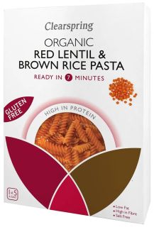 CLEARSPRING Organic Gluten Free Red Lentil & Brown Rice makaroni, 250 g