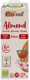 ECOMIL Almond Nature, Sugar Free dzēriens, 1000 ml