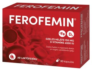 FEROFEMIN Ar D Vitamīnu kapsulas, 30 gab.