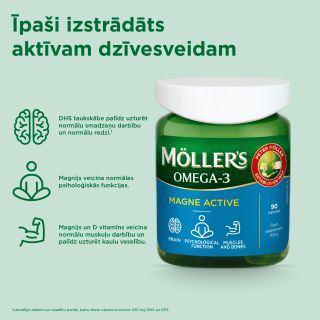 MOLLERS Omega-3 Magne Active kapsulas, 90 gab.