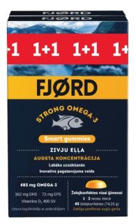 FJORD Strong Omega-3 Smart Gummies 45+45 gab. želejas konfektes