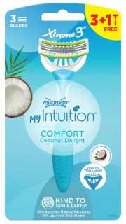 WILKINSON SWORD MyIntuition Comfort Coconut Delight Xtreme 3 vienreizlietojamie skuvekļi, 4 gab.