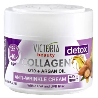 VICTORIA BEAUTY Detox With Q10, Hyaluronic Acid, Argan oil, UVA and UVB sejas krēms, 50 ml