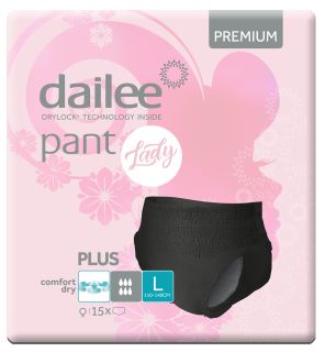 DAILEE Lady Premium Black Plus L biksītes, 15 gab.