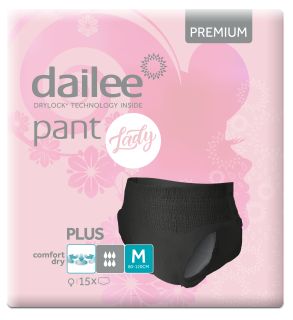 DAILEE Lady Premium Black Plus M biksītes, 15 gab.